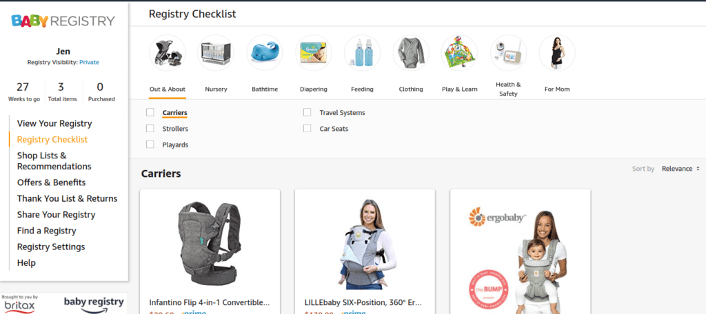 Amazon Baby Registry - Checklist