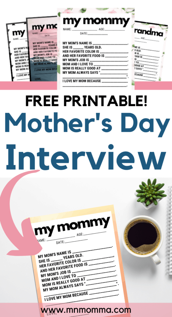 mother's day kids interview printable