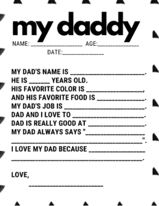 all about my dad interview questionnaire - black and white version