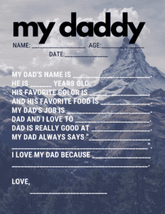 father's day interview questionnaire moutains