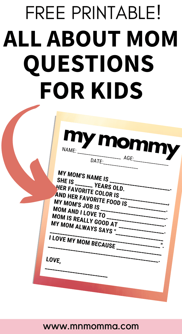 All About Mom Questions: Mother's Day Interview (Free Printable ...